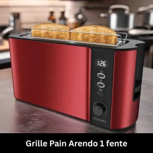 Grille pain 1 fente avec pain grillé sur une table