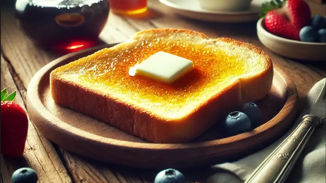 Pain grillé avec du beurre avec des fruits  